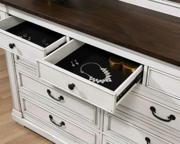 Hillcrest - 9-drawer Dresser With Mirror - Dark Rum And White - Image 9