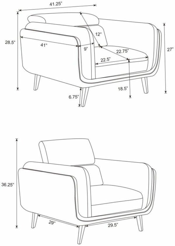 Shania - Track Arms Chair With Tapered Legs - Black - Image 5