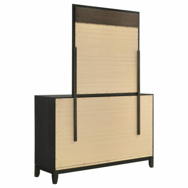 Valencia - 6-drawer Dresser With Mirror - Light Brown And Black - Image 15