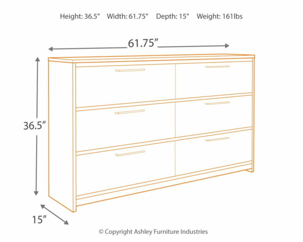 Baystorm - Gray - Six Smooth Drawer Dresser - Image 4