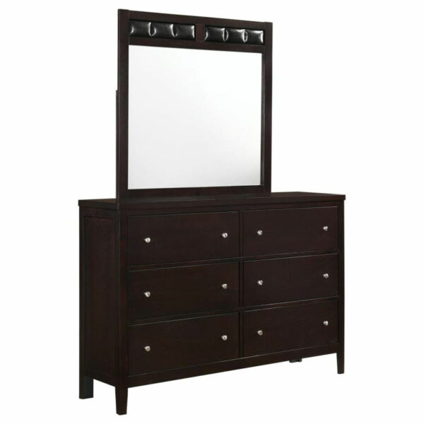 Carlton - 6-Drawer Rectangular Dresser With Mirror - Cappuccino - Image 6