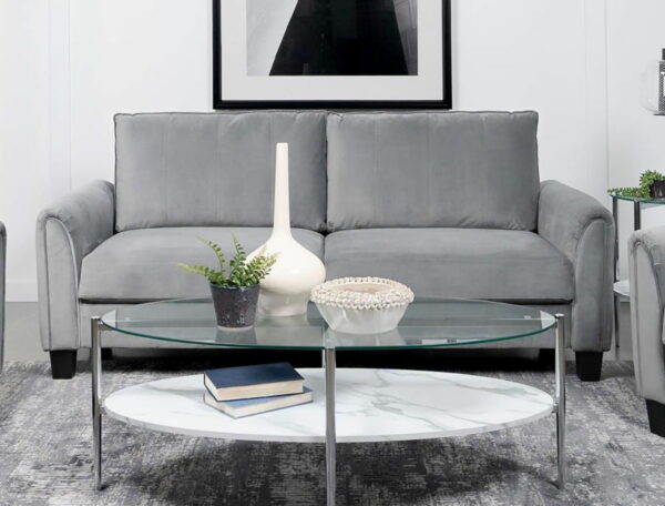 Davis - Upholstered Rolled Arm Sofa - Grey - Image 4