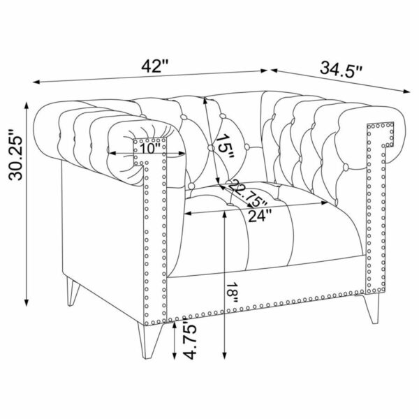 Bleker - Tufted Tuxedo Arm Chair - Blue - Image 6