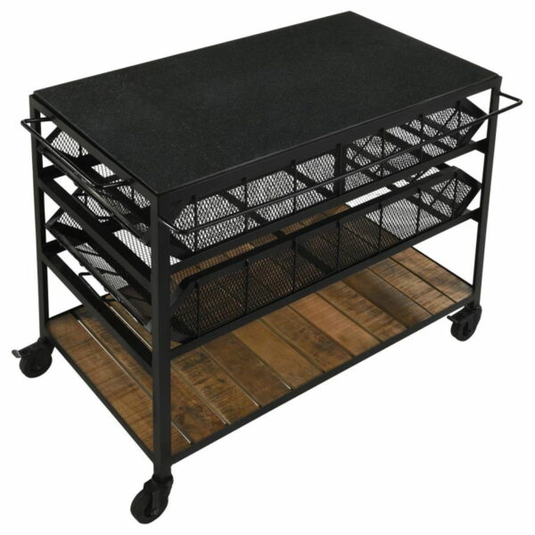 Evander - Accent Storage Cart With Casters - Natural And Black - Image 4
