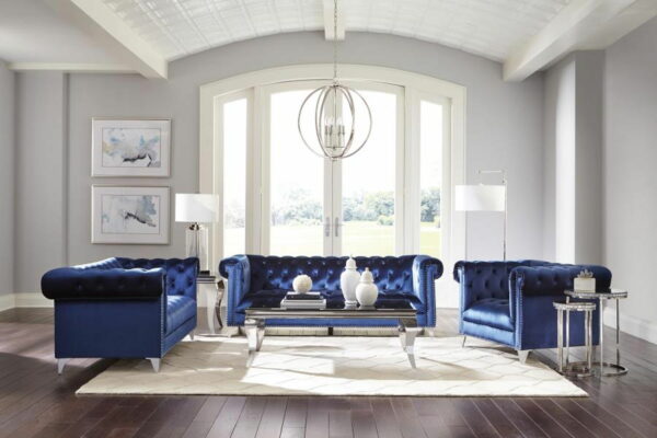 Bleker - Tufted Tuxedo Arm Chair - Blue - Image 10