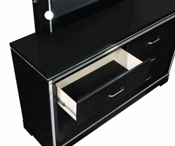 Cappola - Rectangular 6-drawer Dresser With Mirror - Silver And Black - Image 11