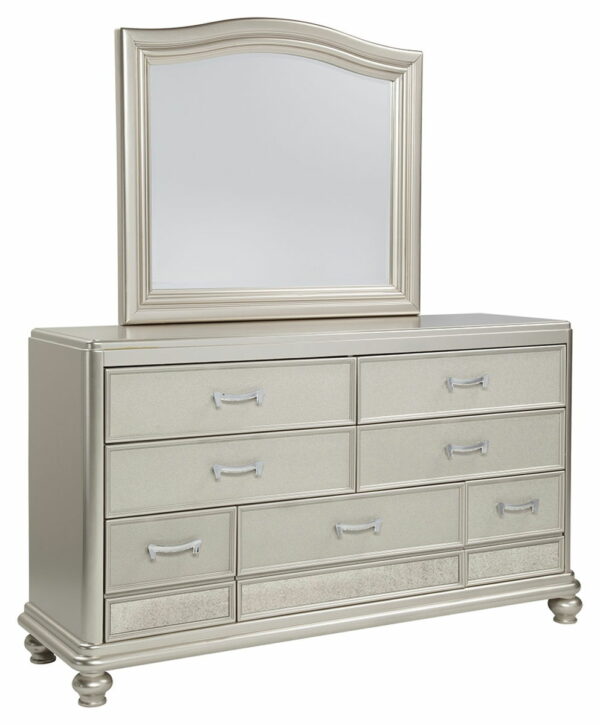 Coralayne - Silver - Dresser, Mirror With Arched Cap Rail - Image 5