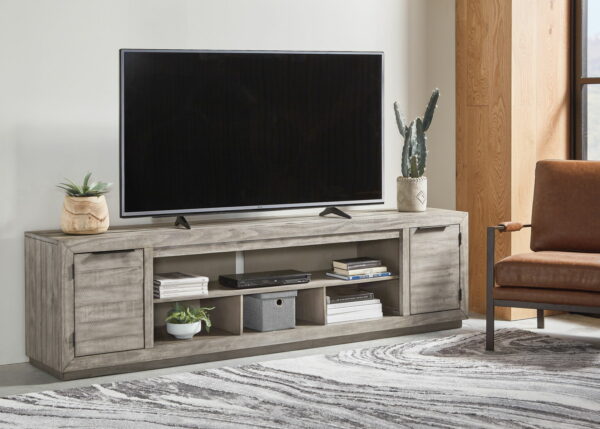 Naydell - Gray - 92" TV Stand With Wide Fireplace Insert - Image 2