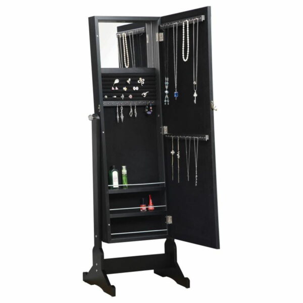 Cortez - Storage Jewelry Cheval Mirror - Black - Image 5