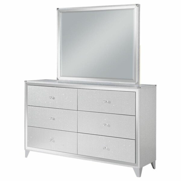 Larue - 6-Drawer Dresser With Mirror - Silver - Image 6