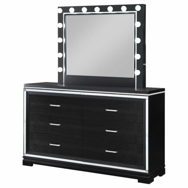 Cappola - Rectangular 6-drawer Dresser With Mirror - Silver And Black - Image 7