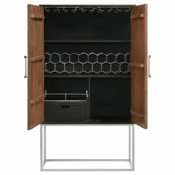 Borman - 2-Door Bar Cabinet Wine Storage - Walnut And Black - Image 10