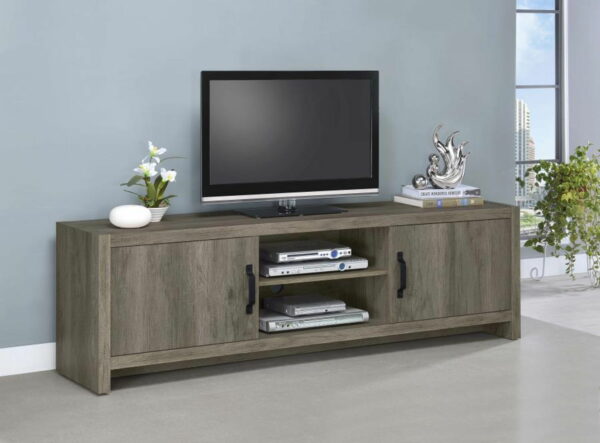 Burke - 2-Door TV Console - Gray Driftwood - Image 4