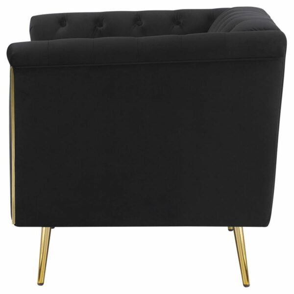 Holly - Tuxedo Arm Tufted Back Chair - Black - Image 12