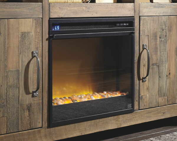 Arlenbry - Gray - Corner TV Stand With Glass/Stone Fireplace Insert - Image 4