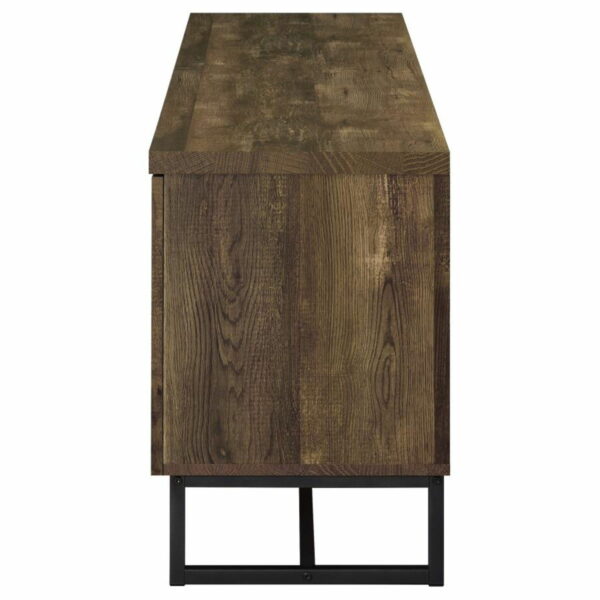 Myles - 2-Door TV Console With Adjustable Shelves - Rustic Oak Herringbone - Image 7