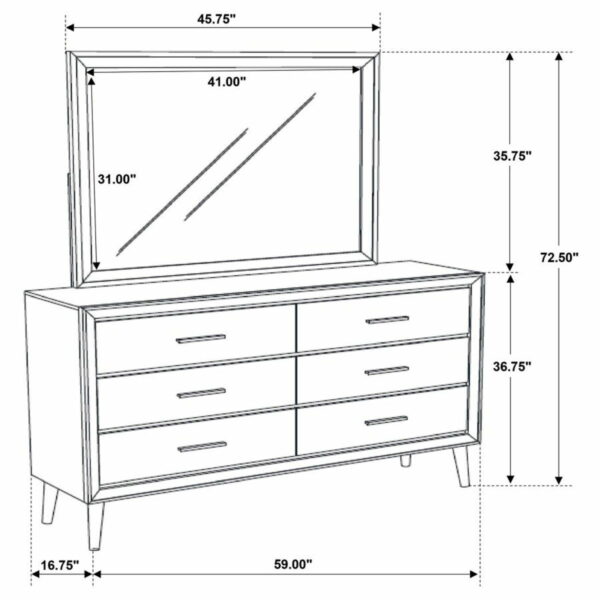 Ramon - 6-Drawer Dresser With Mirror - Metallic Sterling - Image 7
