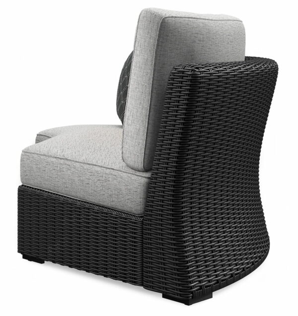 Beachcroft - Black / Light Gray - Curved Corner Chair With Cushion - Image 2