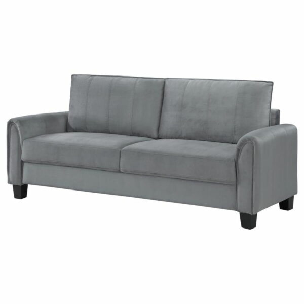 Davis - Upholstered Rolled Arm Sofa - Grey - Image 3