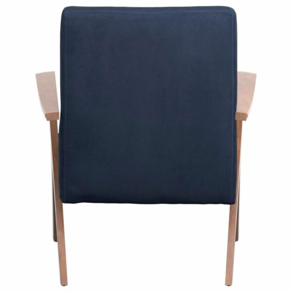 Cheryl - Wooden Arms Accent Chair - Dark Blue And Walnut - Image 8