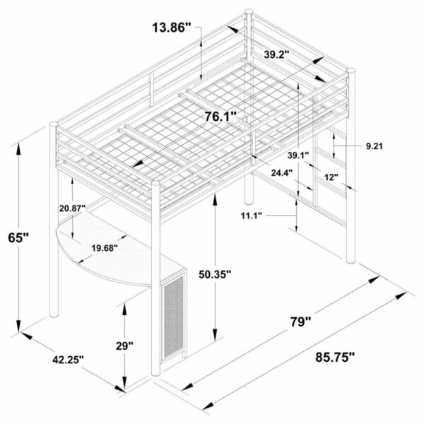 Fisher - Twin Workstation Loft Bed - Gunmetal - Image 4