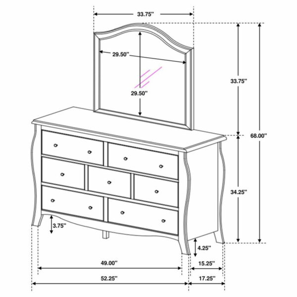 Dominique - 7-drawer Dresser With Mirror - Cream White - Image 4
