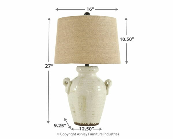 Emelda - Cream - Ceramic Table Lamp - Image 2