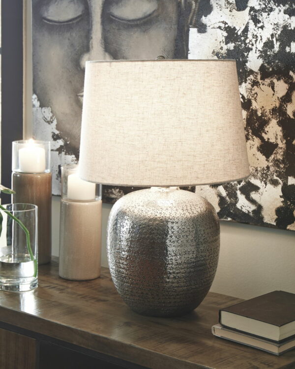 Magalie - Antique Silver Finish - Metal Table Lamp - Image 2
