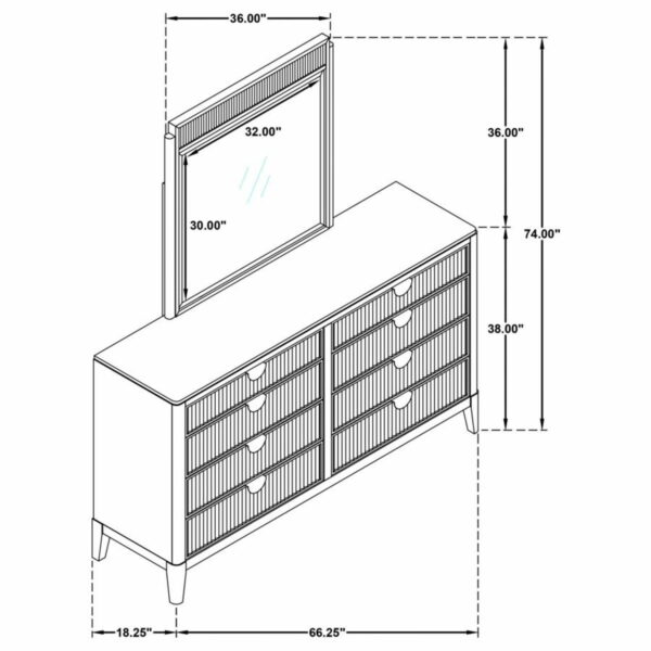 Brookmead - 8-drawer Bedroom Dresser With Mirror - Black - Image 10