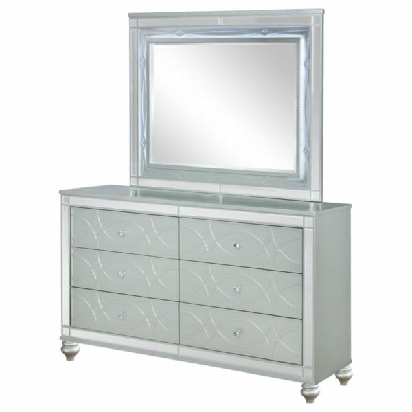 Gunnison - 6-drawer Dresser With Mirror - Silver Metallic - Image 8