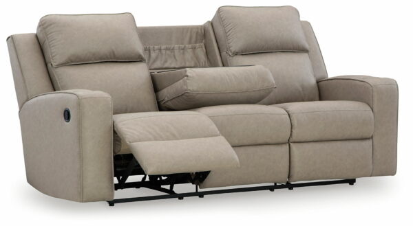 Lavenhorne - Pebble - Rec Sofa W/Drop Down Table - Image 9