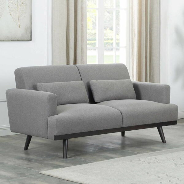 Blake - Upholstered Loveseat With Track Arms - Sharkskin And Dark Brown - Image 11