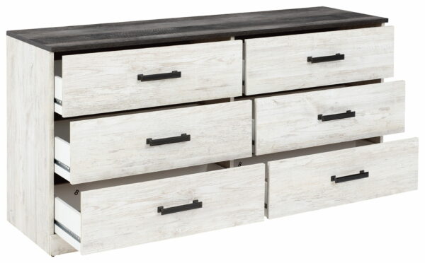 Shawburn - White / Black / Gray - Six Drawer Dresser - Pewter-tone Pulls - Image 6