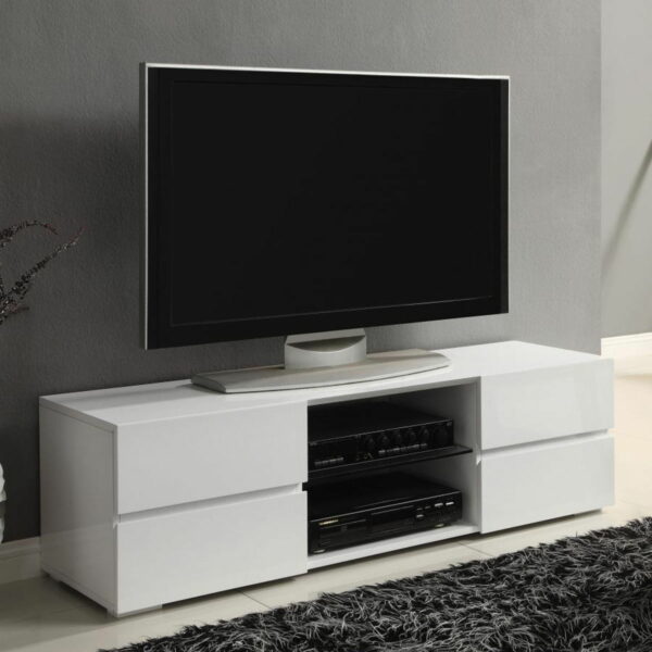 Galvin - 4-Drawer TV Console Glossy - White - Image 3