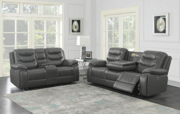 Flamenco - Tufted Upholstered Power Sofa - Charcoal - Image 10