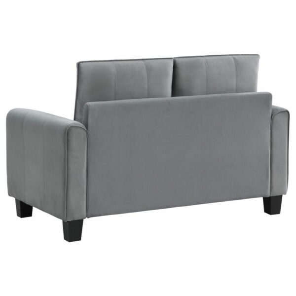 Davis - Upholstered Rolled Arm Loveseat - Grey - Image 3
