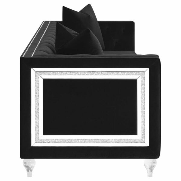 Delilah - Upholstered Tufted Tuxedo Arm Sofa - Black - Image 4