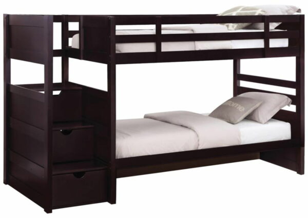 Elliott - Twin Over Twin Stairway Bunk Bed - Cappuccino - Image 8