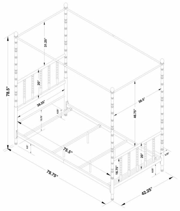 Betony - Twin Canopy Bed - White - Image 2