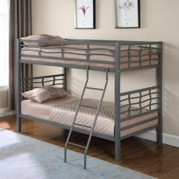 Fairfax - Twin Over Twin Bunk Bed With Ladder - Light Gunmetal - Image 2