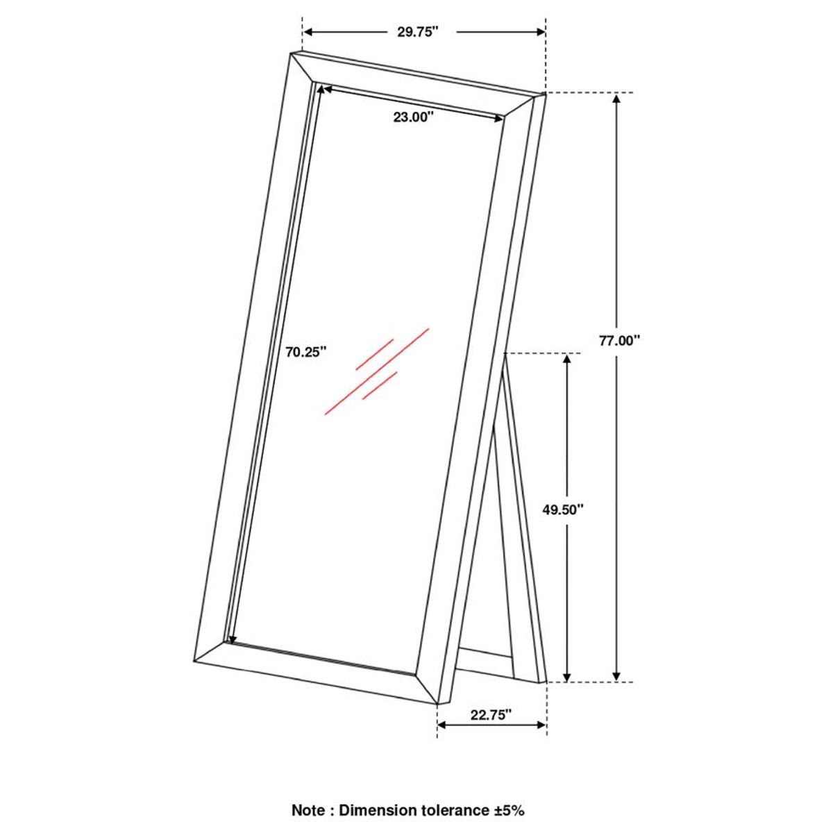 Phoenix - Rectangular Standing Floor Mirror - Black - Image 3