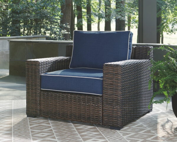 Grasson - Brown / Blue - Lounge Chair W/Cushion - Image 3
