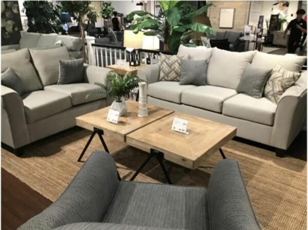 Salizar - Upholstered Track Arm Fabric Sofa - Sand - Image 2