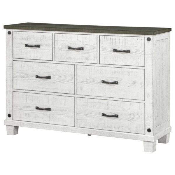 Lilith - 7-Drawer Dresser Distressed - Distressed Gray And White - Image 7
