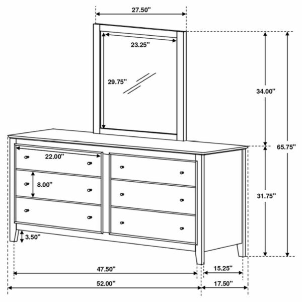 Selena - 6-drawer Dresser With Mirror - Cream White - Image 6