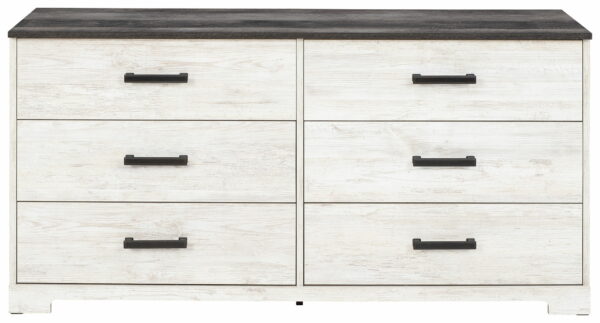 Shawburn - White / Black / Gray - Six Drawer Dresser - Pewter-tone Pulls - Image 5