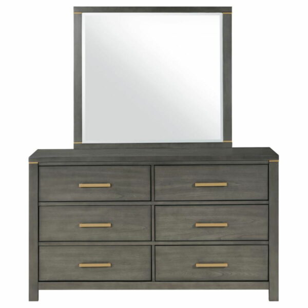 Kieran - 6-Drawer Bedroom Dresser With Mirror - Grey - Image 4