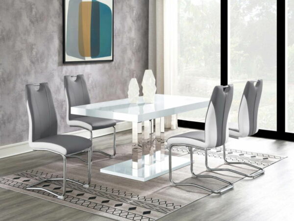 Brooklyn - 5 Piece Rectangular Dining Set - White High Gloss - Image 12
