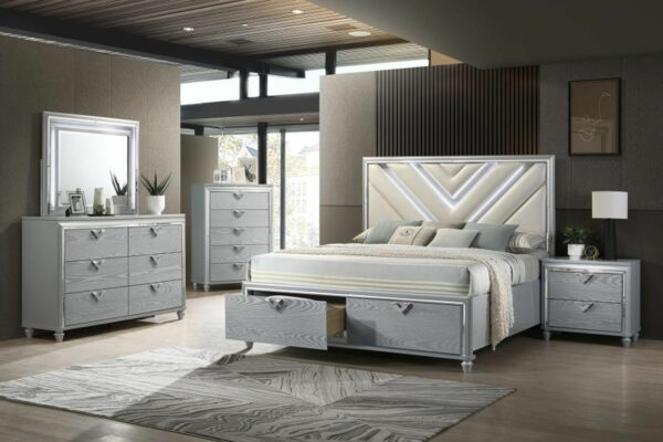 Veronica - 6-drawer Bedroom Dresser With Mirror - Light Silver - Image 3