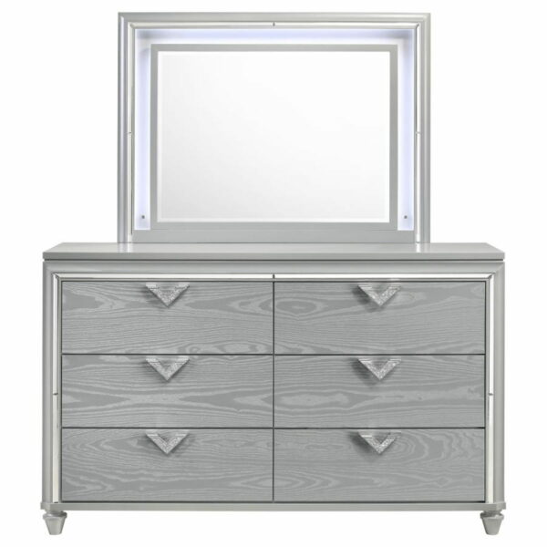 Veronica - 6-drawer Bedroom Dresser With Mirror - Light Silver - Image 7